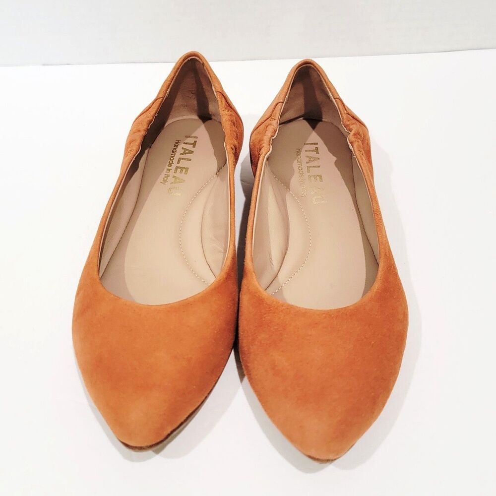 Italeau Mara Ballet Flats Womens 36.5 Size 6 Cuoio Suede Shoes Handmade in Italy